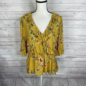 Sundance Womens Surplice Peplum Ruffle Blouse Size